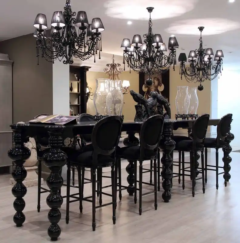 Günstig Casa Padrino set di mobili da bar barocco di lusso nero - 1 Tavolo da Bar e 8 Sgabelli da Bar - Mobili da bar nobili in stile barocco - Mobili per Hotel - Qualità di Lusso