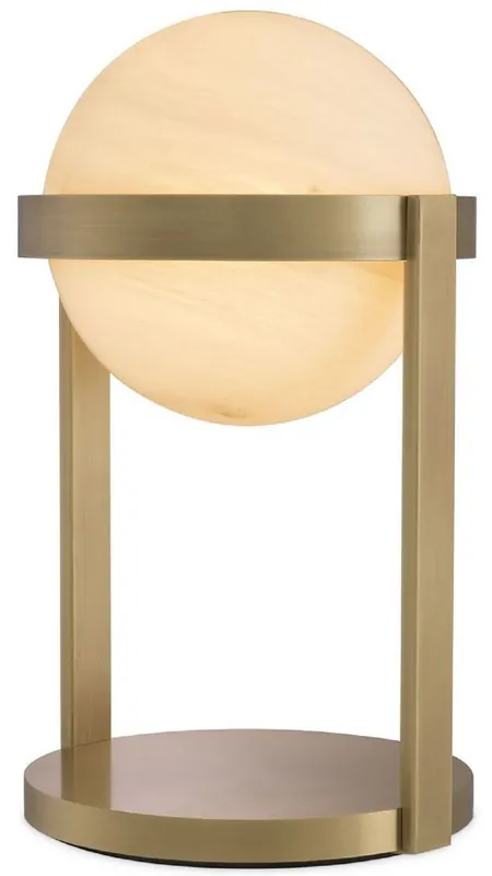 Casa Padrino lampada da tavolo di lusso ottone antico / bianco Ø 22 x A. 38 cm - Lampada da scrivania con paralume rotondo in vetro - Luci di Lusso Neue Kollektion