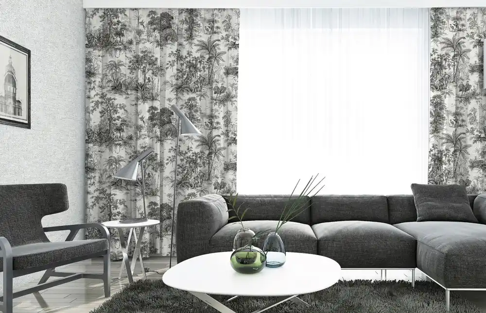 Beliebt Casa Padrino set di tende di lusso giungla bianco / nero 250 x A. 290 cm - Tende in lino e velluto stampato - Tende con occhielli - Tende scorrevoli - Tende Soggiorno Camera da Letto