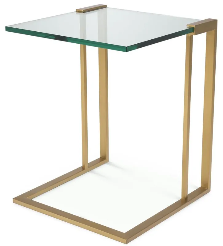 Neu Im Sortiment Casa Padrino tavolino di lusso ottone 45 x 45,5 x A. 56,5 cm - Tavolo in acciaio inossidabile con piano in vetro - Mobili per soggiorno di lusso