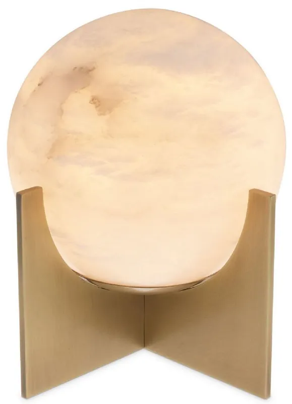 Casa Padrino lampada da tavolo di lusso ottone antico / alabastro Ø 23 x A. 25 cm - Lampada da tavolo moderna con paralume rotondo in alabastro - Luci di Lusso Super-Preis