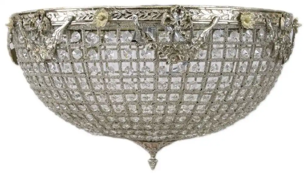Bestseller Casa Padrino lampada di copertura barocco argento Ø 60 x A. 30 cm - Lampadario a soffitto magnifico - Luci Barocche