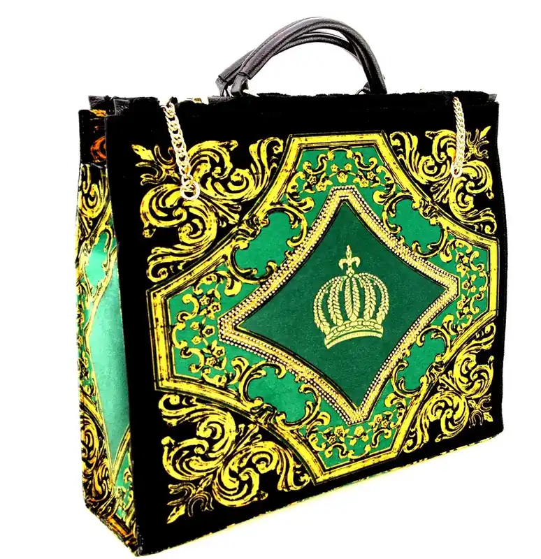 Direkt Vom Hersteller Pompöös di Casa Padrino Borsa da Donna di Lusso Corona e Strass Verde / Nero / Oro 43 x A. 43 cm - disegnata da Harald Glööckler