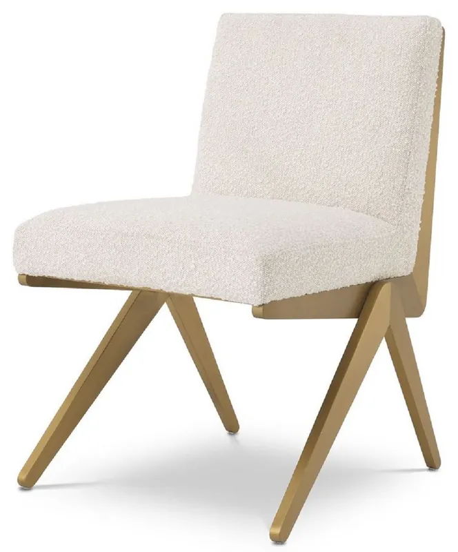 Nur Heute Casa Padrino sedia da pranzo di lusso crema / ottone 54,5 x 62 x A. 80 cm - Mobili per sala da pranzo di lusso