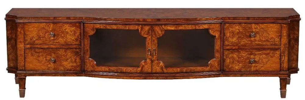 Casa Padrino Armadio TV Art Nouveau di Lusso Marrone 198 x 49 x A. 55 cm - Armadio TV in Legno Massello Nobile - Armadio da Soggiorno - Mobili da Soggiorno in Stile Barocco e Art Nouveau Meistverkauft