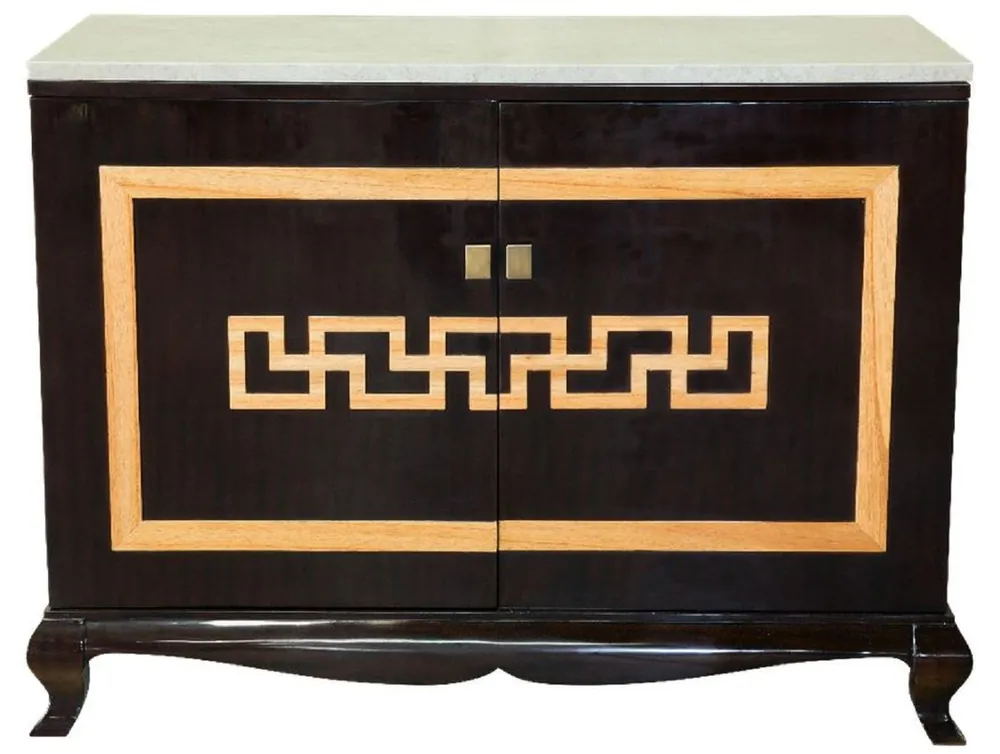 Casa Padrino armadio per liquori barocco di lusso nero / naturale / crema 110 x 55 x A. 87 cm - Armadio bar in legno massello con piano in marmo - Mobili bar in stile barocco Expressversand