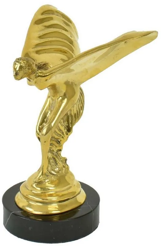 Saisonangebot Casa Padrino scultura in bronzo di lusso spirit of ecstasy signora con ali oro / nero 15 x 15 x A. 21 cm - Figura nobile in bronzo con base in marmo - Accessori decorativi di lusso
