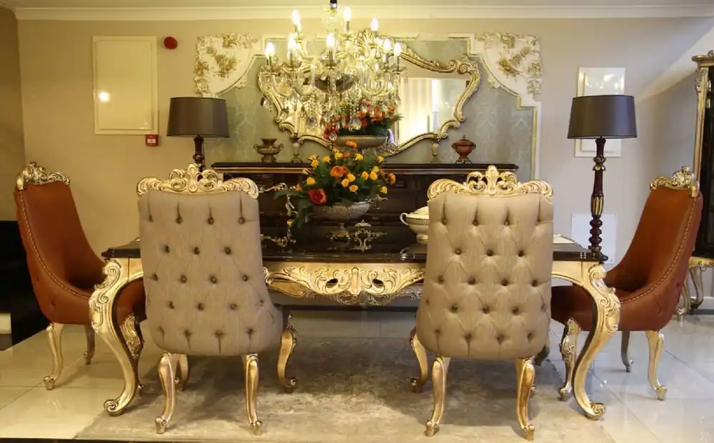 Casa Padrino set di sedie per sala da pranzo barocco di lusso grigio / marrone / oro - 6 Sedie da Cucina in Stile Barocco - Mobili sala da pranzo barocco Geprüft