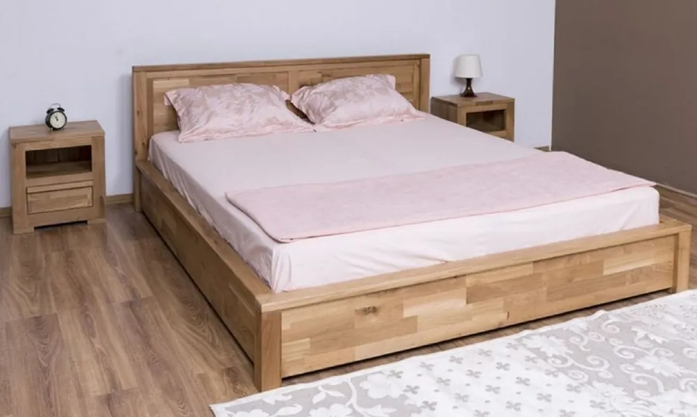Casa Padrino set per camera da letto in legno massello stile country naturale - 1 Letto Matrimoniale e 2 Comodini - Mobili camera da letto in stile country Solange Der Vorrat Reicht