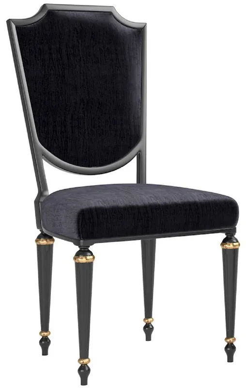 Top-Angebot Casa Padrino sedia da pranzo barocco di lusso nero / oro antico - Sedia da cucina fatta a mano in legno massello - Sontuoso mobile per sala da pranzo in stile barocco
