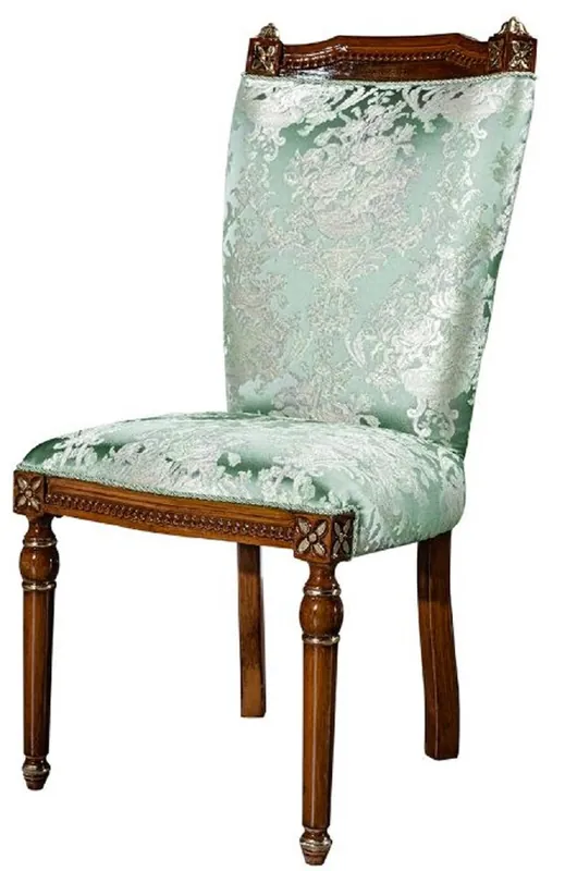 Casa Padrino sedia da pranzo barocco di lusso verde menta / marrone - Sedia da cucina fatta a mano in legno massello con motivo nobile - Mobili per sala da pranzo in stile barocco Solange Der Vorrat Reicht