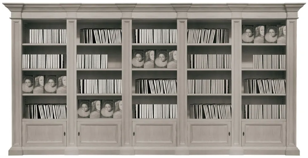 Sichere Zahlung Casa Padrino armadio per libri in stile country di lusso grigio grigio 452 x 47 x A. 230 cm - Armadio in legno massello - Armadio a mensola - Armadio soggiorno - Armadio ufficio - Mobili in stile country