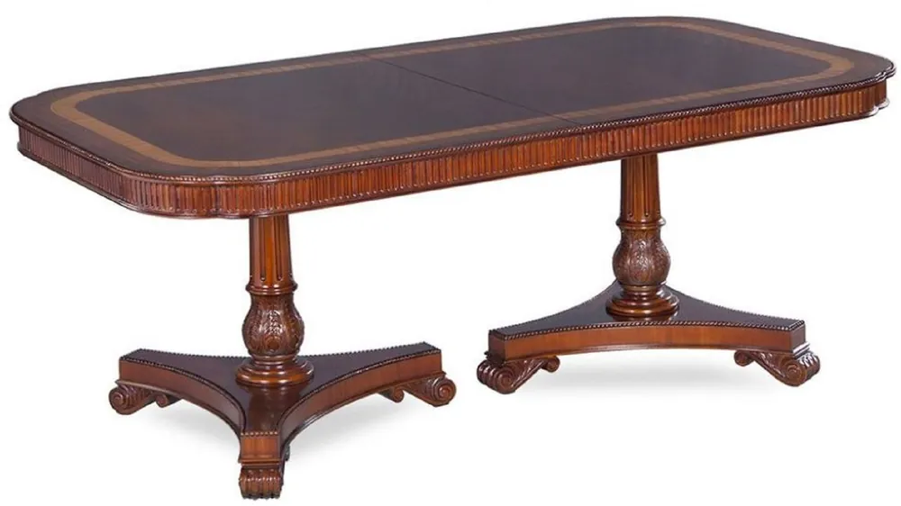Casa Padrino tavolo da pranzo Art Nouveau di lusso marrone / marrone scuro / oro 212-312 x 115 x A. 77 cm - Tavolo da cucina allungabile in mogano - Mobili per sala da pranzo Aktuell