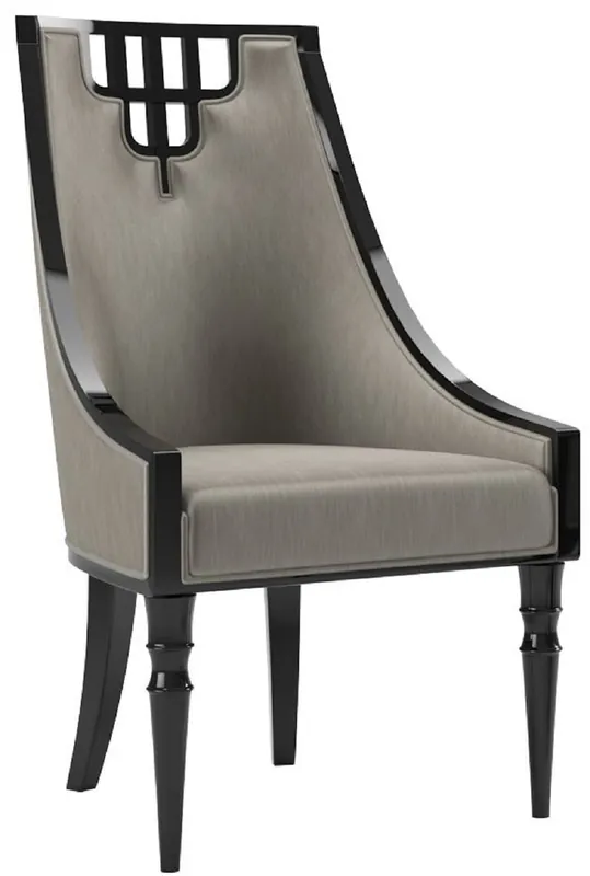 Casa Padrino sedia da pranzo Art Déco di lusso grigio / nero - Sedia da cucina in legno massello fatta a mano - Mobili per Sala da Pranzo Art Déco Expressversand