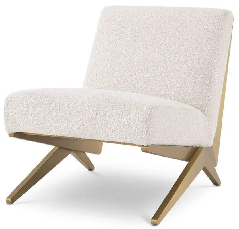 Casa Padrino poltrona di lusso crema / ottone 63,5 x 90,5 x A. 74 cm - Poltrona soggiorno - Mobili soggiorno - Collezione di Lusso Angebot