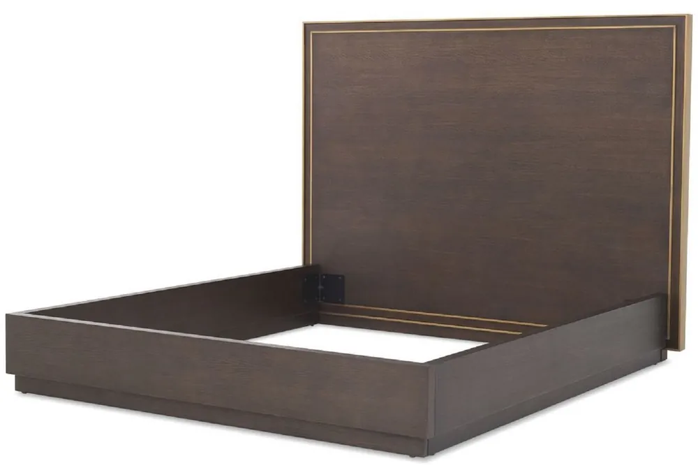Ausverkauf Casa Padrino letto matrimoniale di lusso marrone / ottone 186 x 224,5 x A. 155,5 cm - Letto moderno in legno massello con testiera - Mobili Camera da Letto
