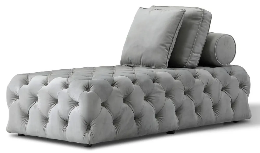 Casa Padrino chaise longue Chesterfield di lusso in velluto con 3 cuscini grigio 162 x 90 x A. 65 cm - Mobili Chesterfield - Mobili Soggiorno Jetzt Bestellen