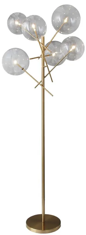 Zertifiziert Casa Padrino lampada da terra alogena di lusso ottone 25 x 51 x A. 130 cm - Lampada da terra in metallo con paralumi rotondi in vetro - Collezione di Lusso