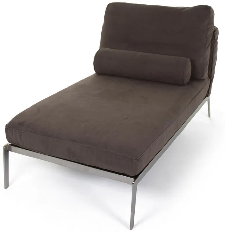Casa Padrino chaise longue di lusso in camoscio marrone / argento 160 x 80 x A. 85 cm - Poltrona relax soggiorno in pelle nabuk con cuscini - Mobili soggiorno di lusso Bestseller