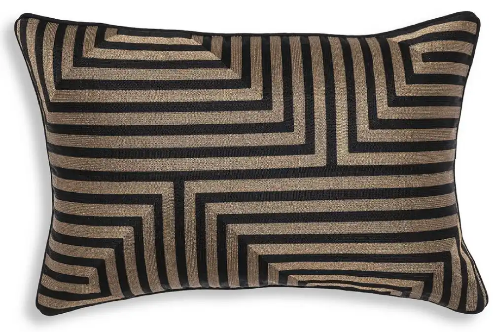 Casa Padrino cuscino decorativo di lusso nero / oro 60 x 40 cm - Cuscino decorativo rettangolare con motivo elegante - Qualità di Lusso - Collezione di Hotel Bestpreis