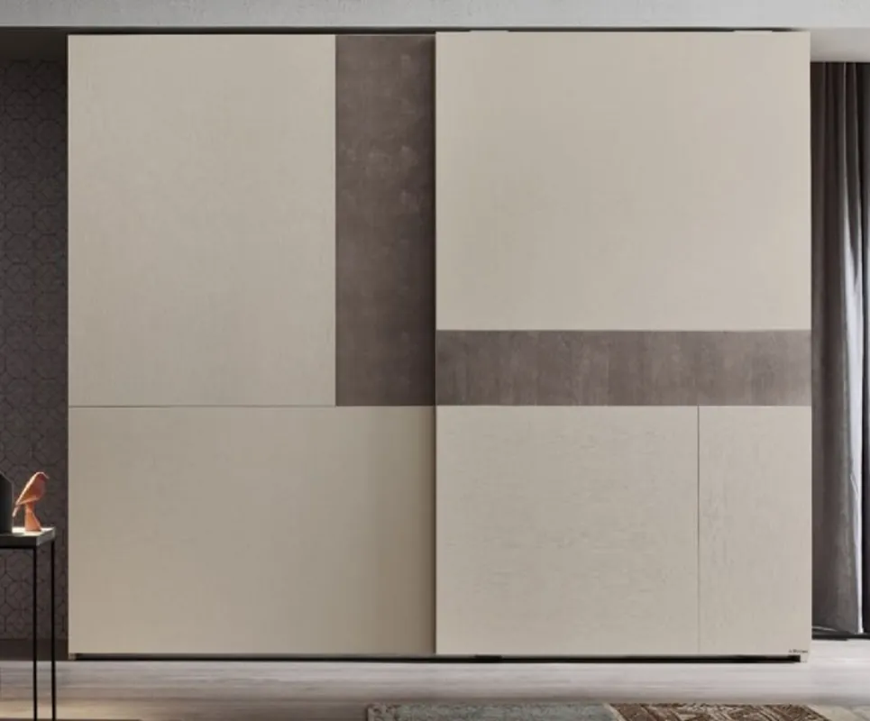 Saisonangebot Casa Padrino armadio da camera da letto di lusso crema / grigio 295 x 68 x A. 250 cm - Armadio in legno massello con 2 ante scorrevoli - Mobili camera da letto di lusso