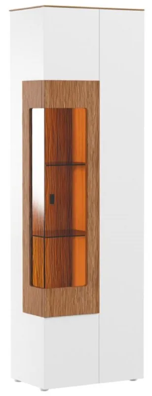 Sofort Bestellen Casa Padrino vetrina ad angolo bianco / marrone 65,4 x 40 x A. 202 cm - Vetrina moderna in legno massello illuminata - Armadio Soggiorno - Mobili Soggiorno