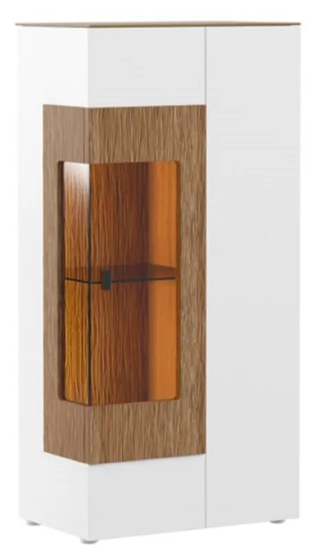 Casa Padrino vetrina ad angolo bianco / marrone 65,8 x 40 x A. 138,3 cm - Vetrina moderna in legno massello illuminata - Armadio Soggiorno - Mobili Soggiorno Neue Kollektion