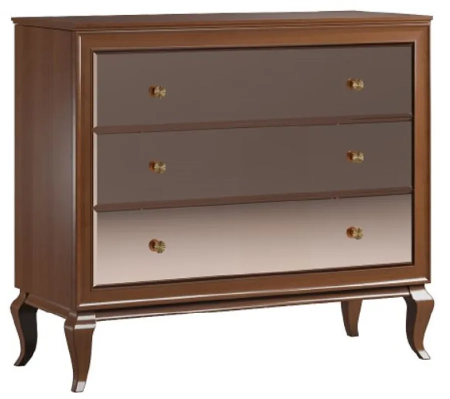 Casa Padrino cassettone Art Déco di lusso in legno massello marrone scuro 108,7 x 43,5 x A. 95,5 cm - Elegante cassettone con 3 cassetti a specchio - Mobili Art Déco Geprüft