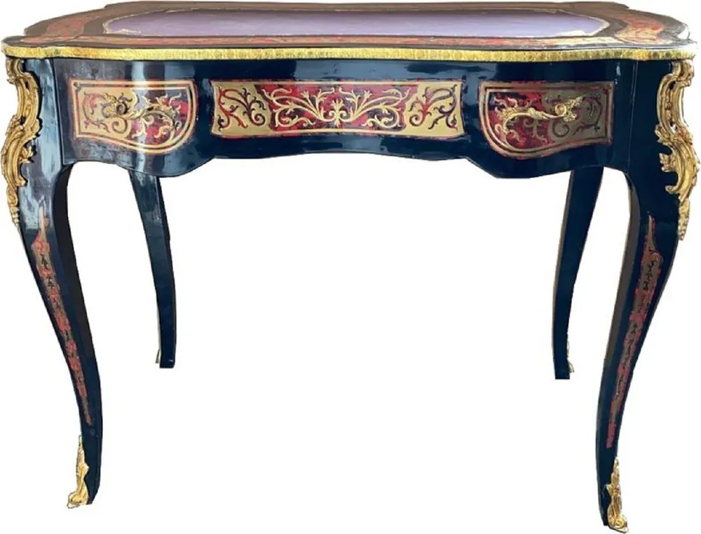 Bestpreis Casa Padrino scrivania boulle barocco in stile francese nero / rosso / oro - Segretario stile antico fatto a mano con cassetto - Mobili da ufficio barocco