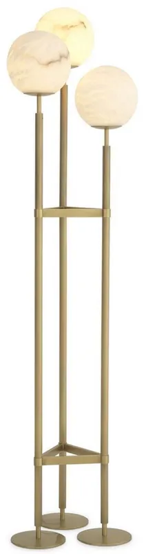 Casa Padrino lampada da terra di lusso ottone antico / alabastro 42,5 x 37 x A. 172 cm - Lampada da terra moderna con paralumi rotondi in alabastro - Luci di Lusso Abverkauf