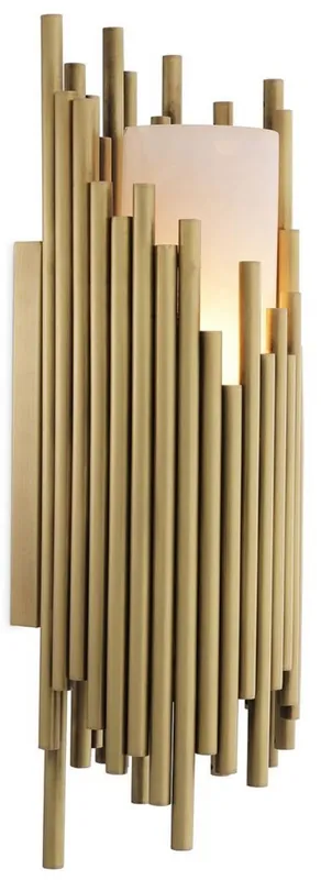 Abverkauf Casa Padrino lampada da parete di lusso ottone antico / alabastro 15 x 12 x A. 44,5 cm - Lampada da parete in ottone con paralume in alabastro - Qualità di Lusso