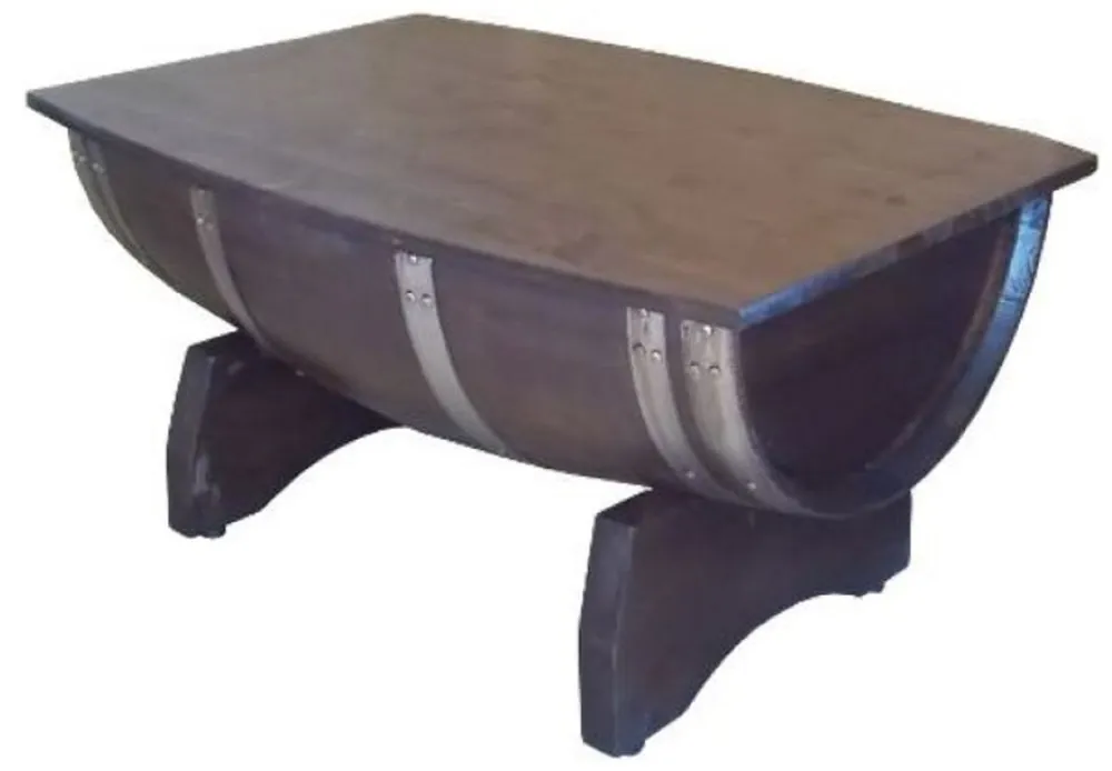Top-Seller Casa Padrino tavolino da caffè barile di lusso marrone / argento 100 x 86 x A. 55 cm - Tavolo botte di vino in legno massello con piano pieghevole - Mobili per Terrazze Giardino Gastronomia