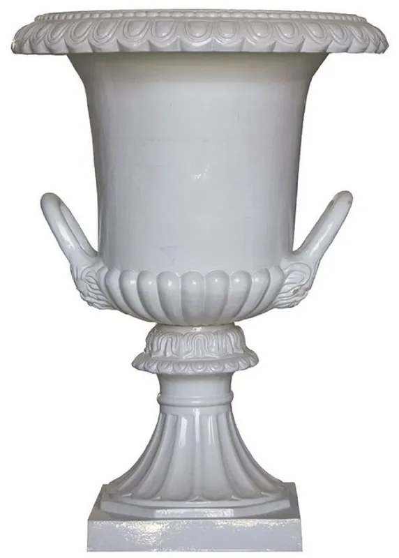 Casa Padrino vaso di fiori barocco di lusso bianco Ø 71 x A. 99,5 cm - Vaso in ceramica fatto a mano - Decorazione del giardino balcone terrazzo - Accessori di decorazione barocco - Nobile e Magnifico Aktuell