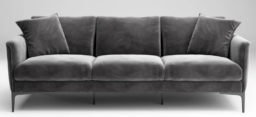 Sichere Zahlung Casa Padrino divano di lusso grigio / nero 240 x 98 x A. 60 cm - Divano da soggiorno con tessuto in velluto pregiato - Mobili da soggiorno di lusso