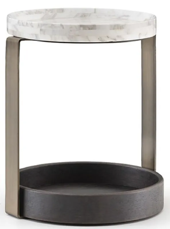 Casa Padrino tavolino di lusso bianco / ottone / grigio antracite 40 x 35 x A. 48 cm - Mobile soggiorno moderno - Collezione di Lusso Top-Seller