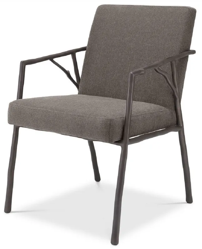 Rabatt Casa Padrino sedia da pranzo di lusso grigio marrone / bronzo 56 x 61 x A. 83 cm - Sedia da cucina nobile con braccioli - Mobili per sala da pranzo di lusso
