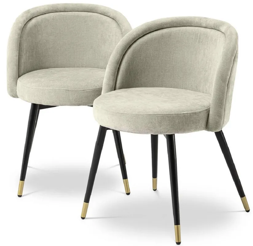 Preis Gesenkt Casa Padrino set di sedia da pranzo di lusso sabbia / nero / ottone 57,5 x 58 x A. 77 cm - Sedie nobili per sala da pranzo - Mobili per sala da pranzo di lusso