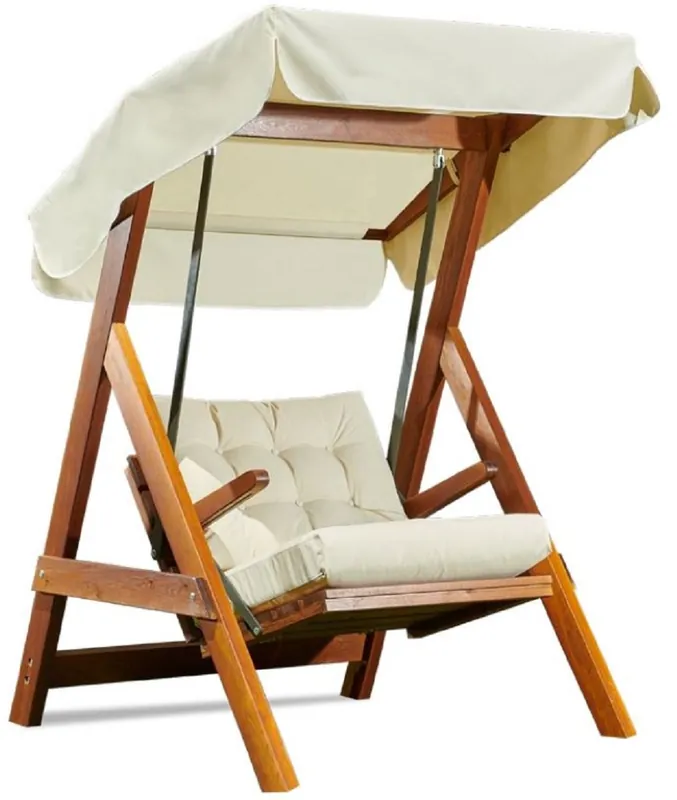 Casa Padrino altalena Hollywood di lusso crema / marrone - Altalena da giardino moderna resistente alle intemperie con tettoia parasole - Mobili da Terrazze - Mobili da Giardino - Collezione di Lusso Beliebt
