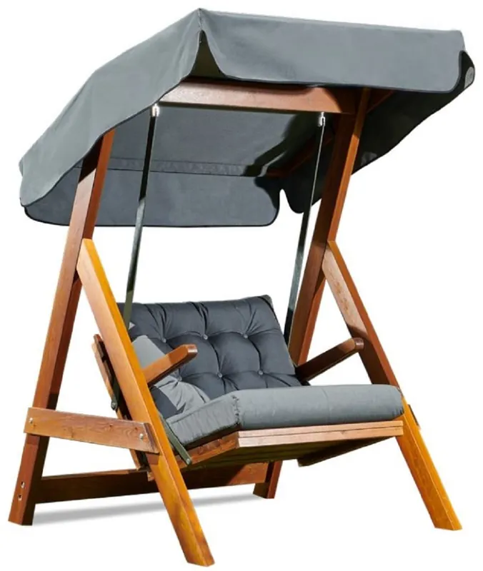 Neue Ware Casa Padrino altalena Hollywood di lusso grigio antracite / marrone - Altalena da giardino moderna resistente alle intemperie con tettoia parasole - Mobili da Terrazze - Mobili da Giardino
