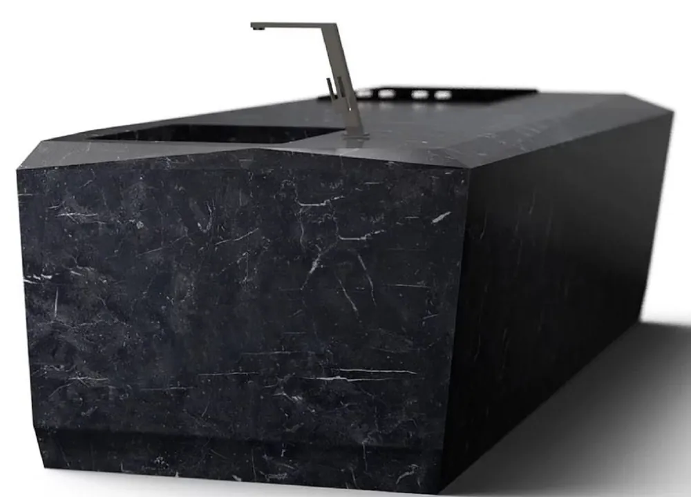 Casa Padrino blocco cucina di lusso realizzato in marmo marquina di alta qualità nero 270 x 100 x A. 75 cm - Mobili per sala da pranzo in marmo di lusso - Mobili per Hotel - Qualità di Lusso Neue Ware