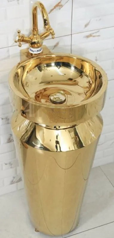 Casa Padrino lavabo da bagno di lusso in acciaio inossidabile oro 40 x A. 86 cm - Mobili da bagno dorati - Collezione Hotel & Restaurant - Qualità di Lusso Neue Ware