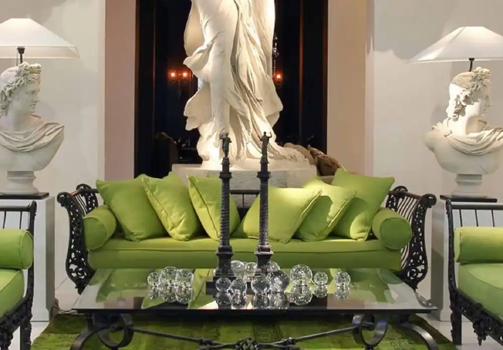 Heißes Angebot Casa Padrino divano barocco di lusso verde / nero 212 x 87 x A. 77 cm - Divano in forgiato a mano con cuscini - Divano Soggiorno - Divano da Giardino - Divano Patio - Mobili Barocchi