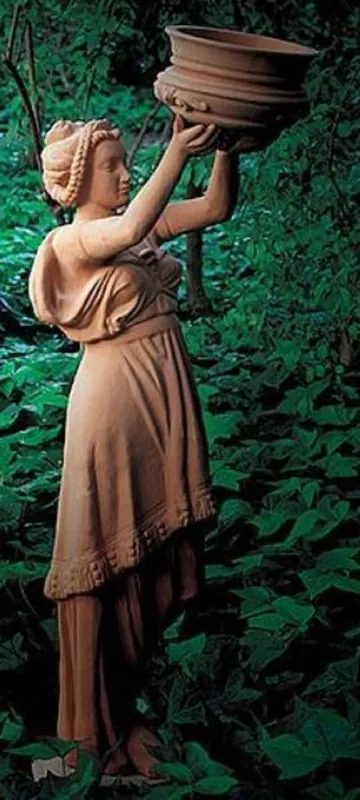 Casa Padrino scultura Art Nouveau di lusso donna con vaso di fiori terracotta A. 140 cm - Magnifica statua in ceramica - Figura decorativa fatta a mano - Accessori Decorazione di Giardini e Terrazze Markenprodukt