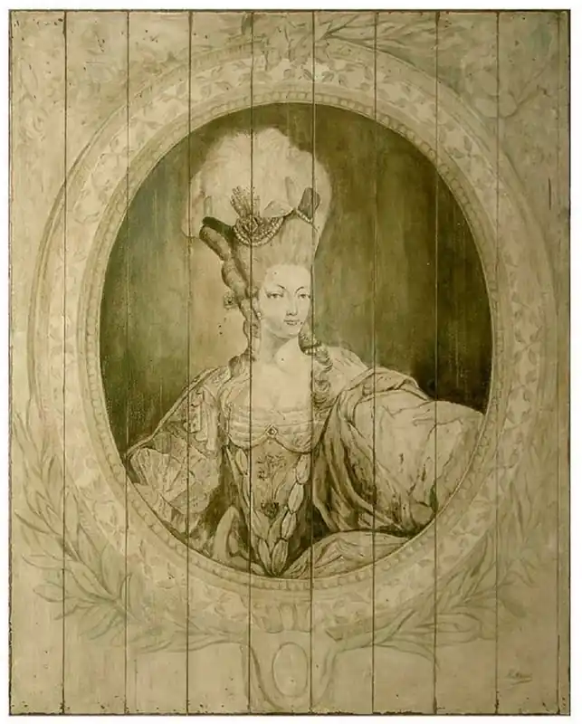 Casa Padrino imbiancatura barocco di lusso signora grigio / verde 150 x A. 190 cm - Pittura su legno dipinto a mano - Magnifica decorazione murale barocco Neue Kollektion
