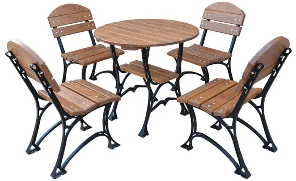 Casa Padrino set di mobili da giardino Art Nouveau marrone / nero - 1 Tavolo da Giardino e 4 Sedie da Giardino - Mobili da Terrazze da Giardino da Catering Solange Der Vorrat Reicht