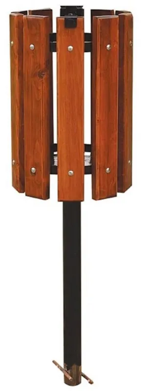 Casa Padrino cestino dei rifiuti di lusso marrone scuro / nero Ø 38 x A. 155 cm - Cestino dei rifiuti in legno massello con gambe in acciaio - Cestino dei rifiuti da giardino da terrazza da catering Sonderangebot