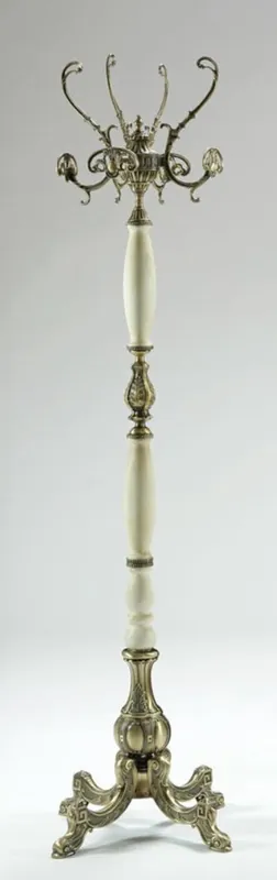Highlight Casa Padrino stand guardaroba barocco di lusso bronzo / bianco 45 x 45 x A. 170 cm - Appendiabiti in ottone nobile - Mobili Appendiabiti Barocco
