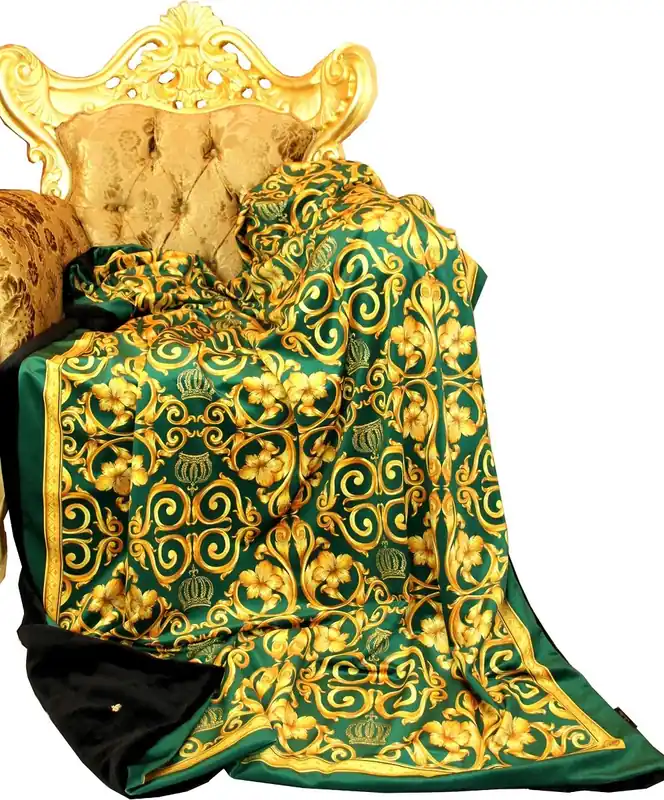 Sonderaktion Coperta di lusso Pompöös di Casa Padrino barocco verde / oro di Harald Glööckler con strass