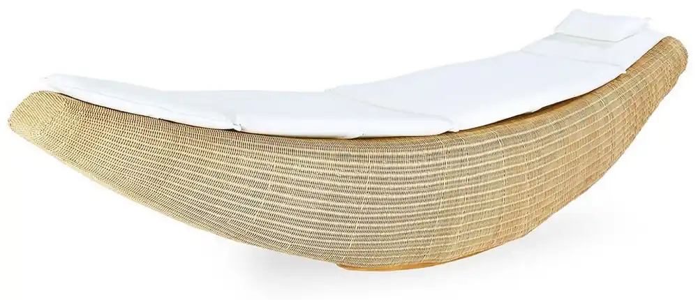 Knallerangebot Casa Padrino lettino a dondolo di lusso naturale / bianco 230 x 75 x A. 70 cm - Lettino da giardino tessuto a mano resistente alle intemperie - Moderno lettino da piscina - Mobili da Giardino da Hotel