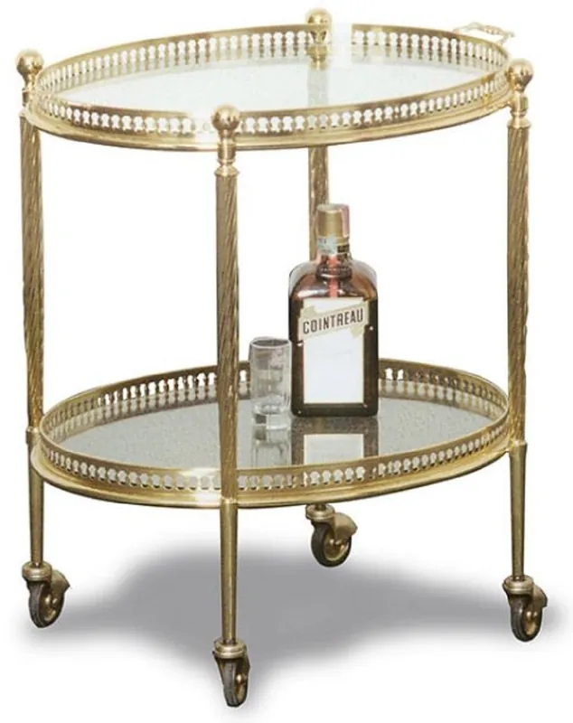 Sofort Bestellen Casa Padrino carrello da portata Art Nouveau di lusso oro 52 x 41 x A. 56 cm - Carrello in ottone nobile con piatti in vetro - Accessori per Gastronomia Barocco e Art Nouveau